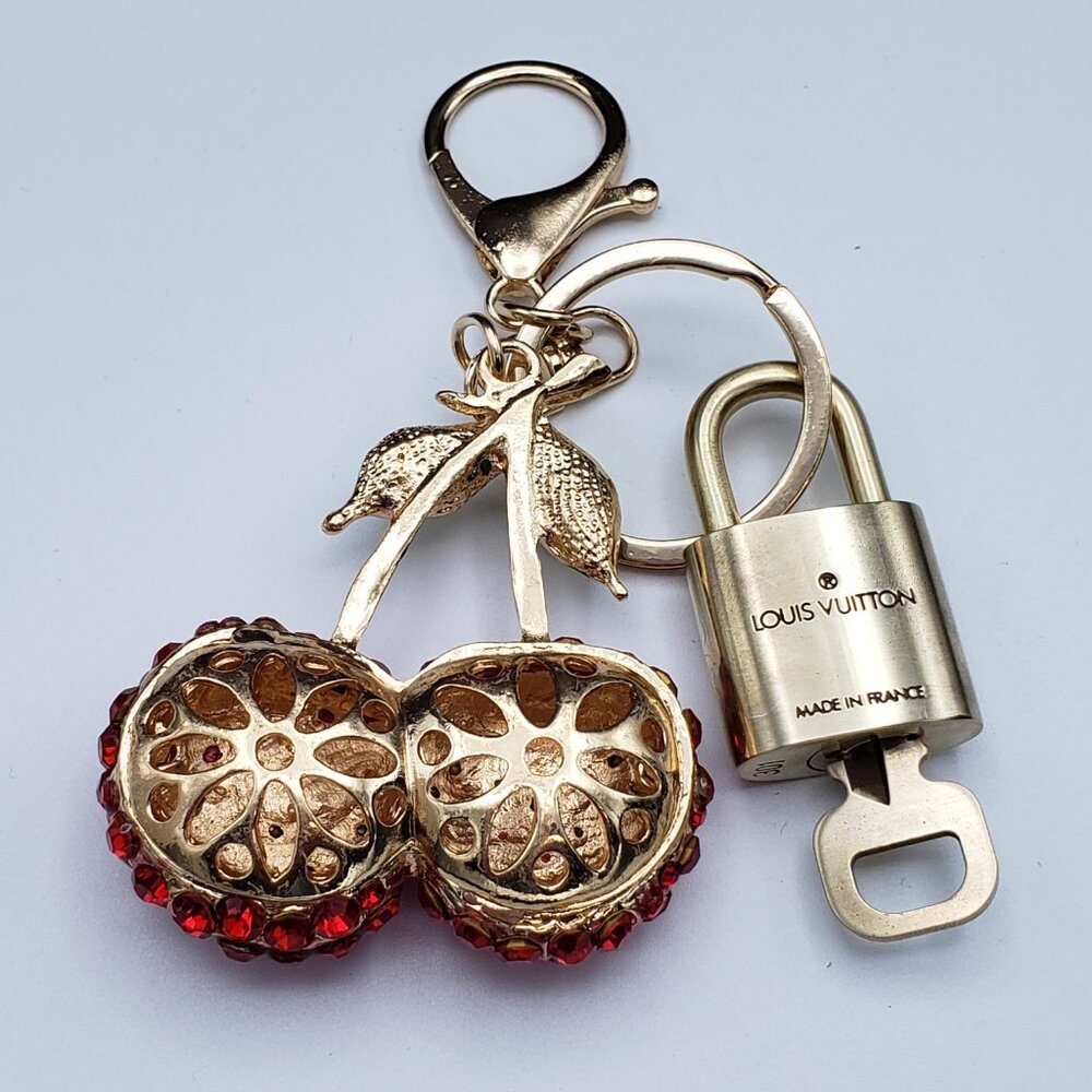 Authentic Louis Vuitton Lock & Key with Unbranded Fruit Charm, Keychain - Picture 6 of 10